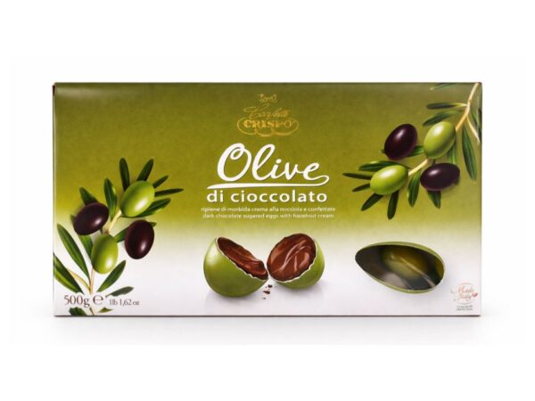 Crispo Olive di Cioccolato confettate ripiene di Crema alla Nocciola